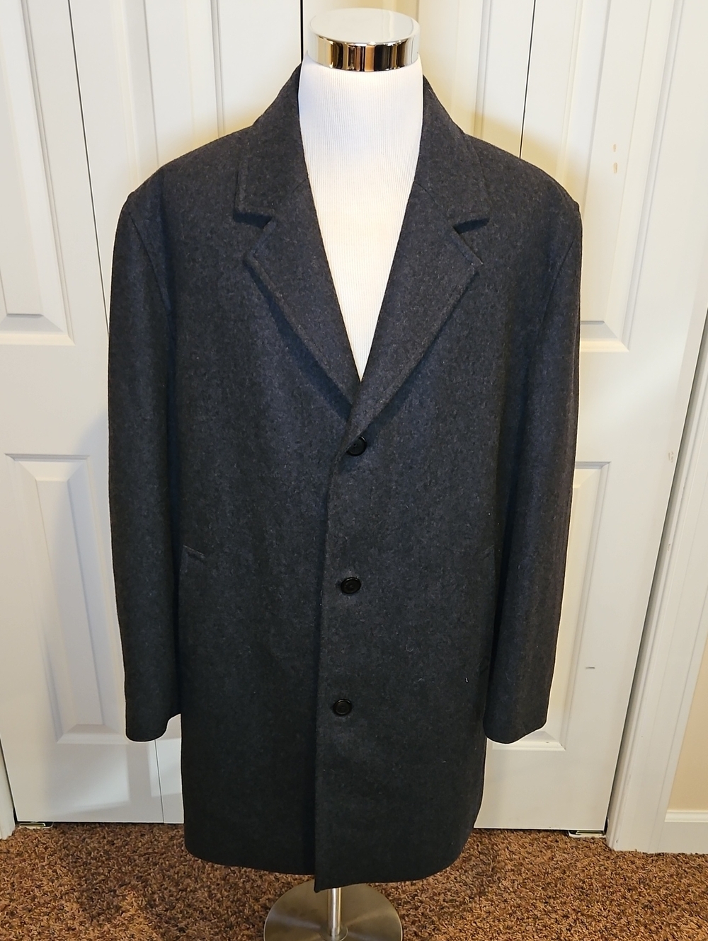 London Fog Charcoal Gray Men's Coat Size 3XLT Trench Jacket Button  Down